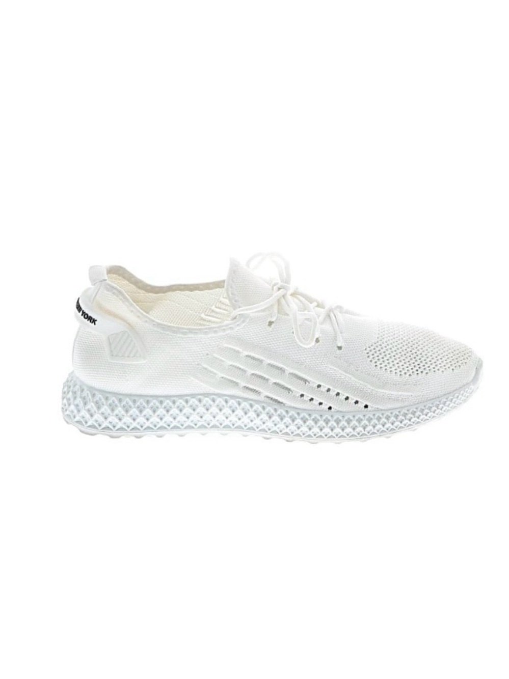 Pony White Knit Lace-Up Sneaker with Textured Sole